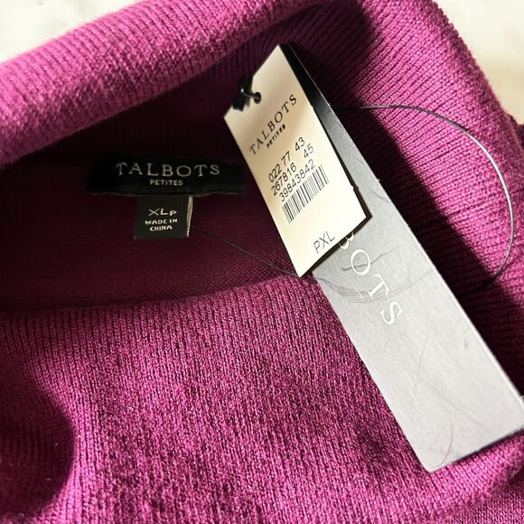 Talbots Magenta Turtleneck Sweater Cotton Knit Stretch - Women's Size Petite XL - Picture 5 of 6